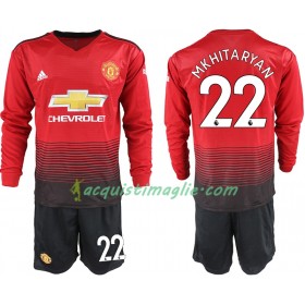 Divisa di Calcio Manchester United MKHITARYAN 22 Bambino Prima 2018/2019 Manica Lunga